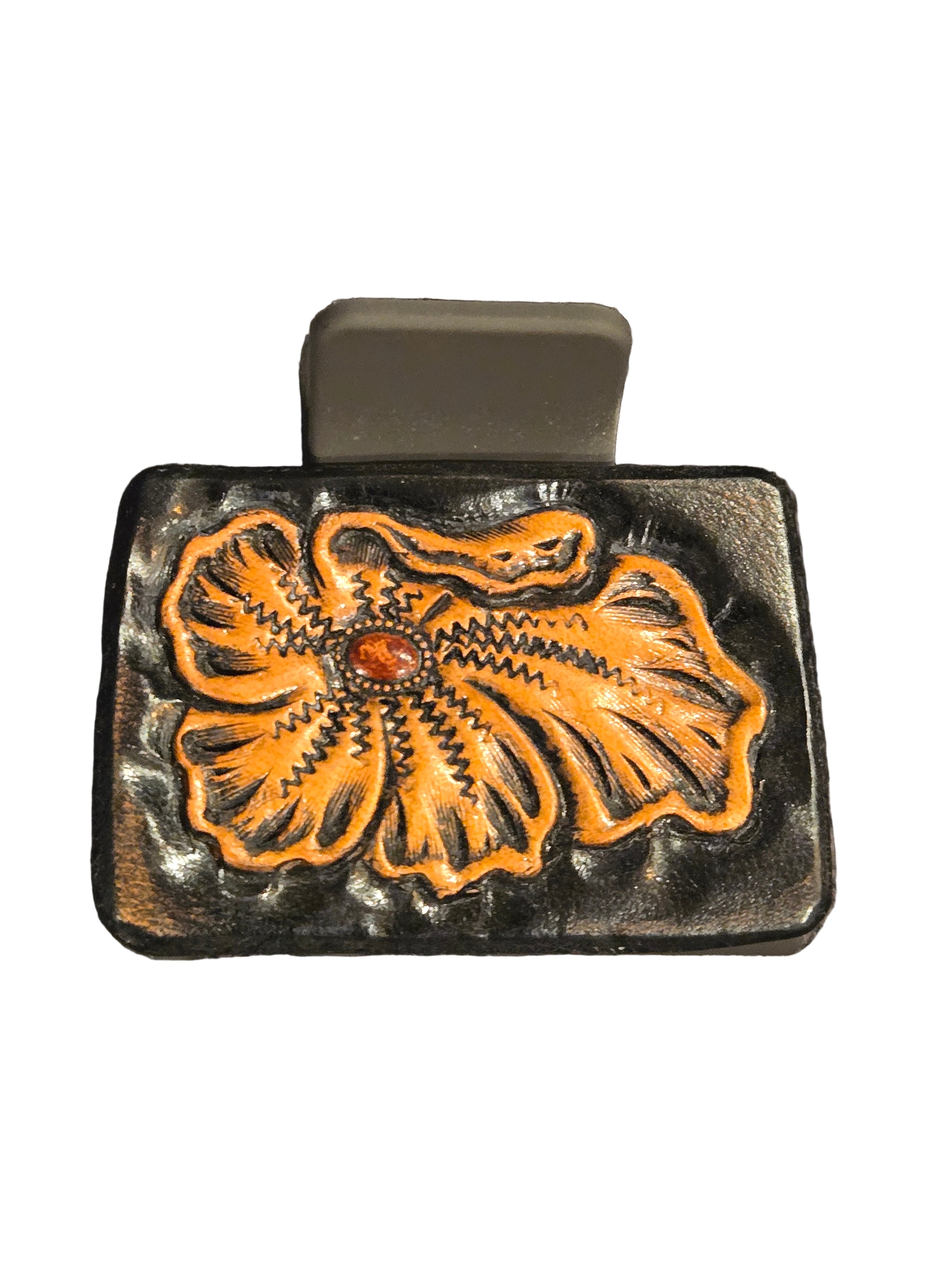 Hair Clip Small Handtooled Floral